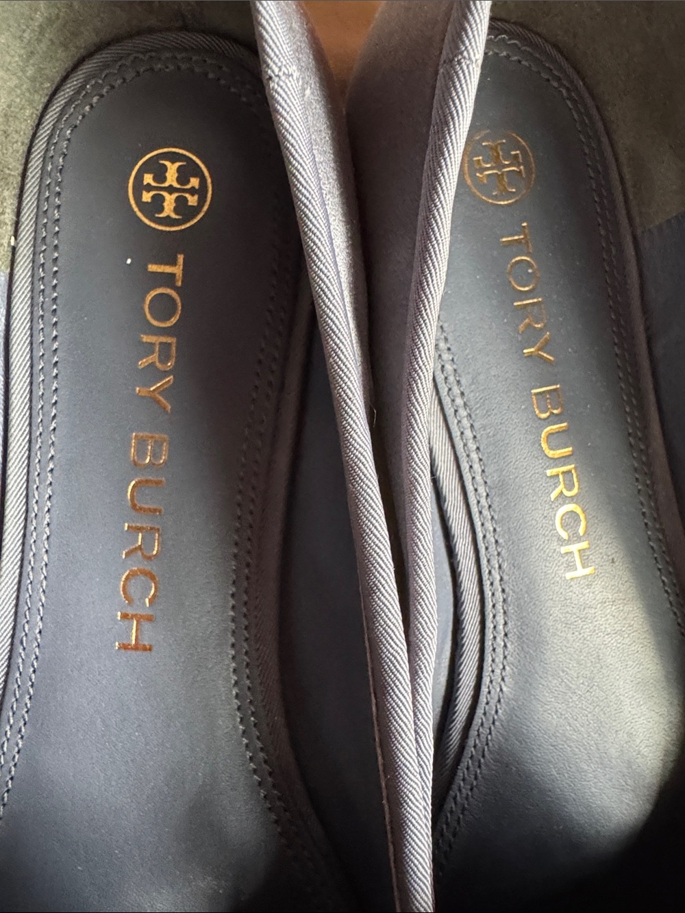 Tory Burch Slate Gray Leather Pom-Pom Loafers - Picture 13 of 14